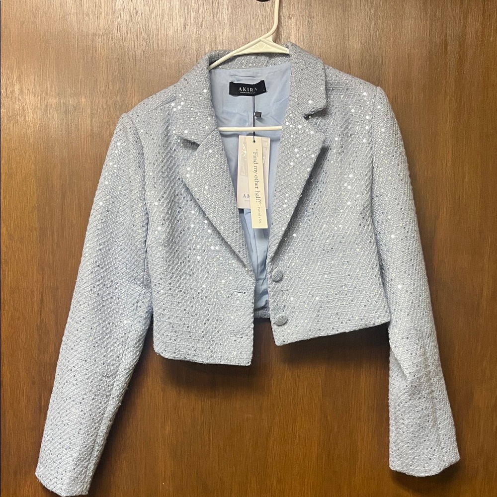 AKIRA Light Blue Sequin Blazer